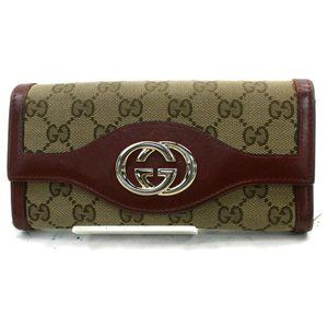 Auth Gucci Long Wallet Bordeaux Canvas #N2977C40